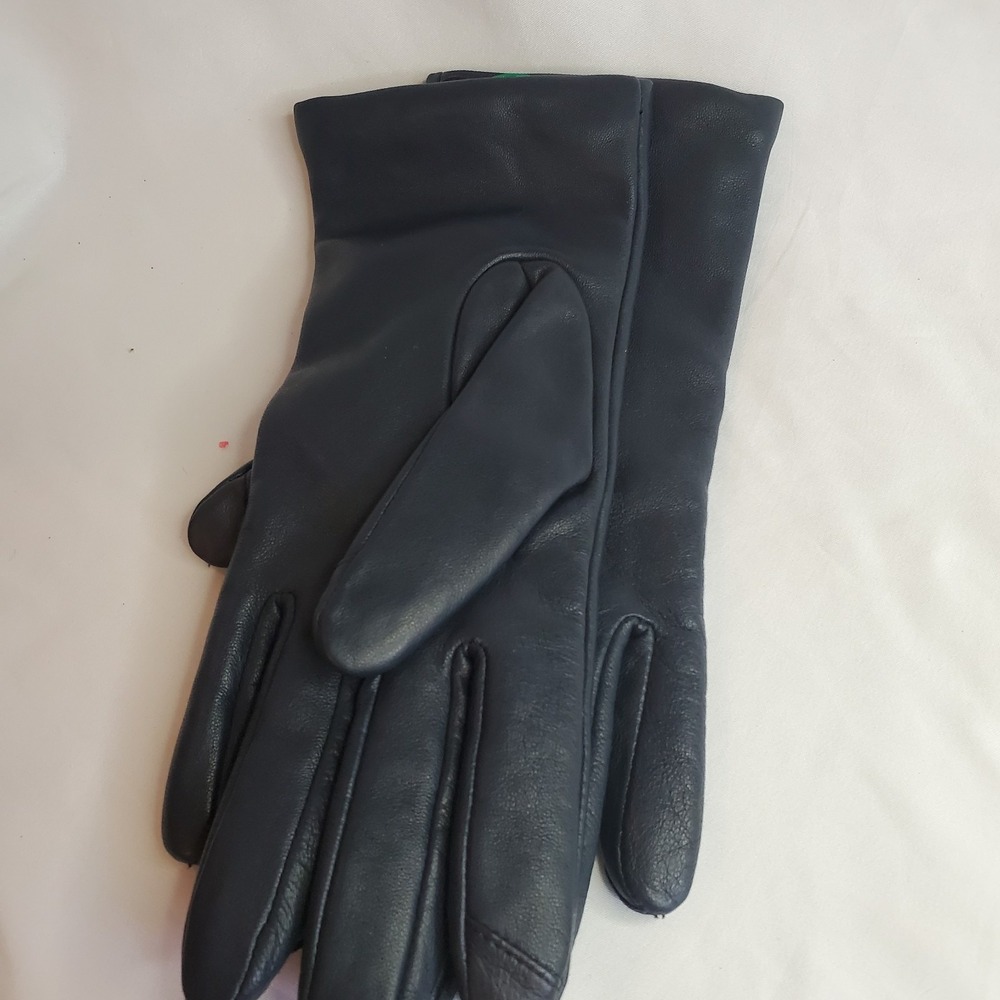 Black Soft Leather Cashmere Lined Luxury Gloves Land's End Touch Size Large - Picture 1 of 7